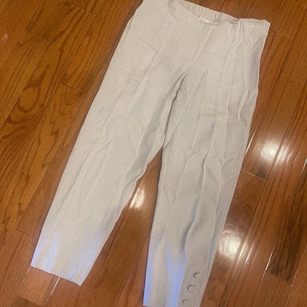 J. Jill Linen Stretch Light Tan Cream Spring Lightweight Pants Size Small